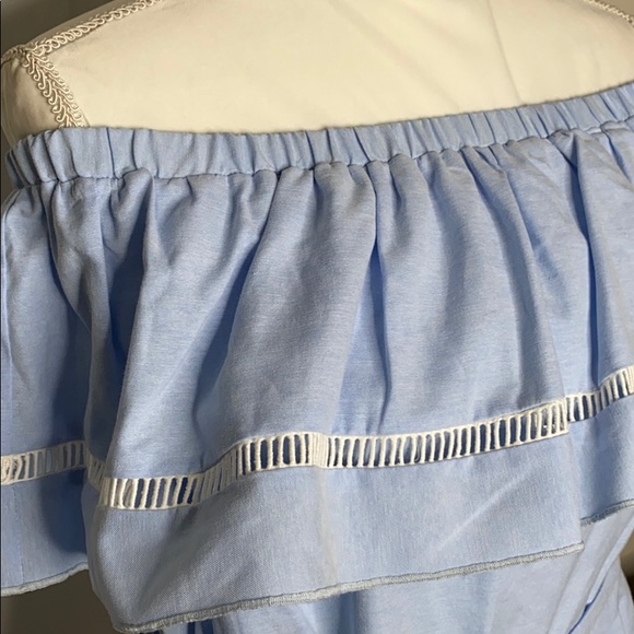 Strapless Light Blue Ruffle Dress - Picture 2 of 6